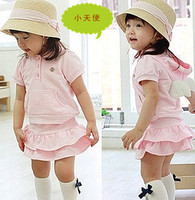 儿童女童夏装2015新款韩版天使翅膀蛋糕裙纯棉套装套裙热销