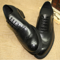 新商务正装皮鞋 头层牛皮黑色磨砂欧版皮鞋 布洛克男士雕花真皮鞋