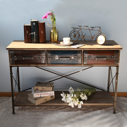 LOFT美式乡村工业风格铁艺实木桌做旧复古书桌电脑桌咖啡桌工作台