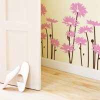 墙贴 客厅卧室背景墙纸壁画 地板房专柜台 雏菊菊花墙贴花纸 贴画