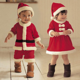 儿童圣诞节服装圣诞老人装扮服装女童表演服装男童圣诞服饰演出服