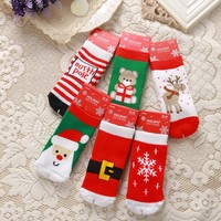 1-5岁可爱儿童圣诞袜加厚毛圈保暖婴儿袜纯棉男女宝宝袜子小孩袜