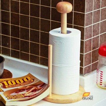 台湾Orange 橡胶木厨房纸巾架 卷筒纸架 懒人纸巾盒子卫生间纸筒