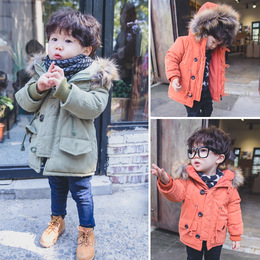 男童棉衣2015冬装新款纯色连帽收腰儿童外套宝宝加厚外出服1-6岁