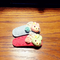酱酱手作|DIY可爱粉红兔子造型羊毛毡儿童发卡|BB夹边卡刘海夹
