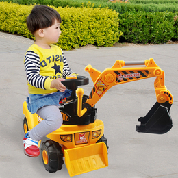 电动大号儿童挖土机可坐可骑挖掘机音乐玩具车脚踏四轮工程车钩机