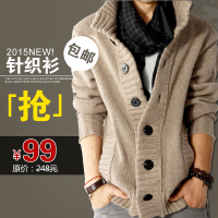 秋冬季羊毛线衫男士高领毛衣韩版潮男青年英伦学生针织衫开衫外套