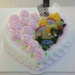 爱心水果鲜奶心形生日蛋糕咸阳西安榆林全国实体蛋糕店同城速递