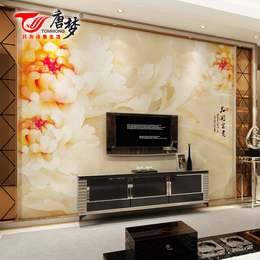 唐梦 瓷砖背景墙 现代中式 电视背景墙瓷砖 雕刻 花开富贵
