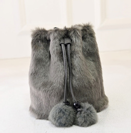 甜美女士水桶包2015秋冬新款兔毛简约女包包大容量单肩斜跨包邮