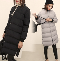 韩国棉衣女中长款加厚2015冬装新款学生圆领外套宽松显瘦羽绒棉服