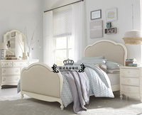 美式复古儿童床 法式仿古公主床 实木麻布软包床 高档儿童家具