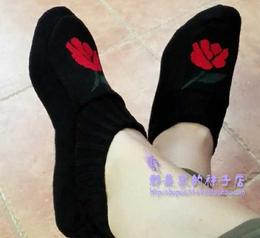 【郡家的袜子店】日本 红玫瑰花朵 复古 针织 厚款 地板袜 船袜