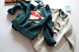 2015秋冬新款 T家儿童男童可爱熊 棉线针织圆领套头羊毛毛衣线衣