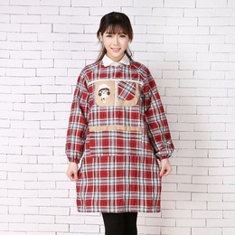 韩版卡通成人罩衣新款时尚可爱长袖围裙厨房工作服反穿衣特价包邮
