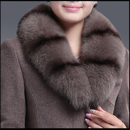 2015秋冬季新款狐狸毛领羊绒大衣正品羊毛呢子超长中老年外套女装