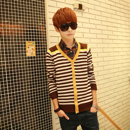 男装新款秋款韩版修身长袖针织衫青少年中学生时尚外套毛衣包邮