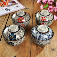 日式盖碗 4.5寸 米饭碗盖碗汤碗日式和风釉下彩保鲜碗景德镇陶瓷