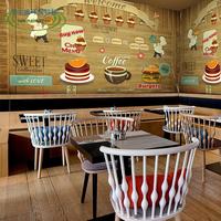 3D个性pizza汉堡快餐店面包房咖啡厅休息吧背景墙纸大型壁画壁纸