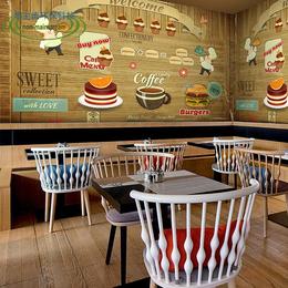 3D个性pizza汉堡快餐店面包房咖啡厅休息吧背景墙纸大型壁画壁纸