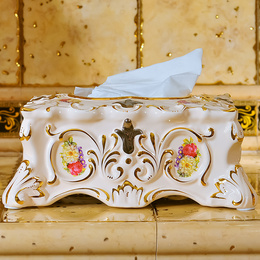 欧式纸巾盒奢华复古抽纸盒客厅高档象牙瓷陶瓷纸巾盒创意结婚礼物
