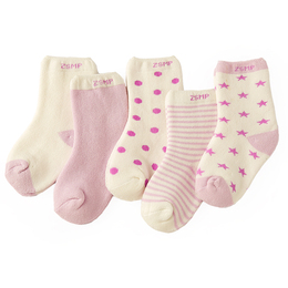纯棉新生儿袜子秋冬毛圈加厚6-12个月宝宝袜子0-3个月婴儿袜子