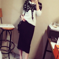 2015秋装新款韩版套头针织衫毛衣连衣裙两件套装修身长袖打底长裙