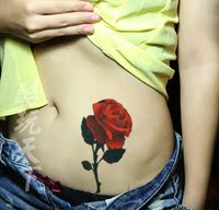 酷玩天下 纹身贴 暗夜玫瑰 经典红黑色 腿/臂部 防水纹身贴纸