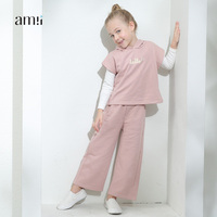 amii童装2016秋装新款女童套装带帽T恤阔腿裤儿童休闲运动两件套
