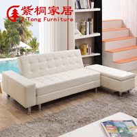 紫桐 储物沙发床现代简约两用皮艺可折叠沙发床小户型贵妃沙发