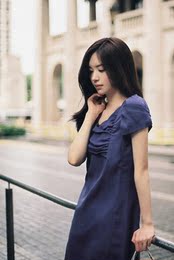 春夏新款韩版女装2016名媛修身气质连衣裙垫肩独特优雅A字裙