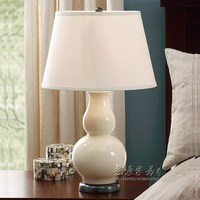 美式乡村白色陶瓷葫芦台灯新中式古典样板房蓝色地中海卧室床头灯
