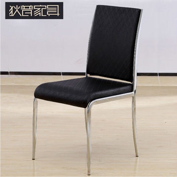 狄普 现代餐椅 五金框架皮艺靠背椅 简约时尚椅子 皮质椅子