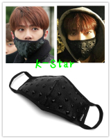 【K-Star】韩国代购潮牌SAKUN EXO吴世勋 同款黑色铆钉口罩