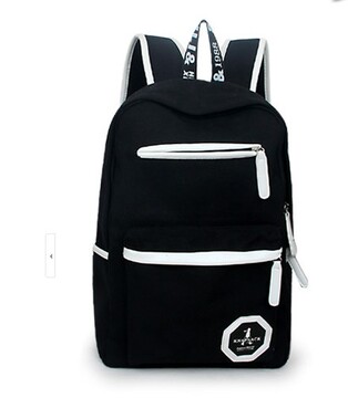 韩版双肩包男女高中学生书包帆布背包学院风小清晰潮女黑色旅行包