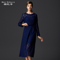 瑞比卡品牌女装2015秋季新款欧美高端大牌范蕾丝长袖连衣裙中长款