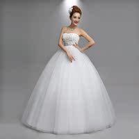 婚纱礼服2016新款韩版新娘婚纱蕾丝花朵抹胸绑带修身显瘦齐地公主