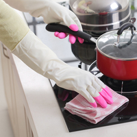 厨房清洁防水加绒家务手套乳胶皮橡胶加长洗衣服加厚耐用洗碗手套