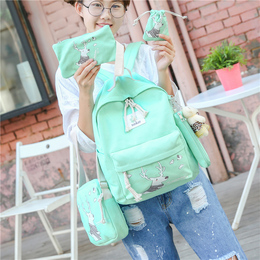 韩版双肩包女包电脑包学院风休闲帆布初中学生书包旅行包背包潮
