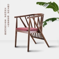 吉舍 设计师合作款复古实木餐椅胡桃色白蜡木椅子高逼格商务座椅