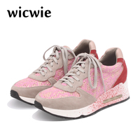 WICWIE2015夏秋新款潮羊绒真皮蕾丝绣花运动休闲鞋时尚厚底女鞋