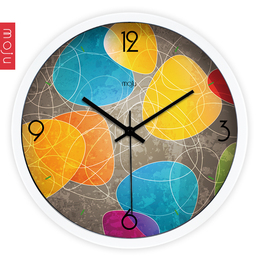 包邮创意艺术现代简约彩色涂鸦 挂钟时钟大号客厅全静音石英钟表