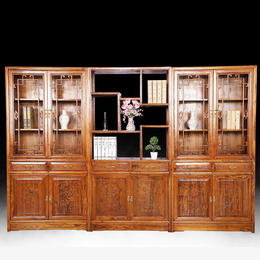 书柜三件套组合书橱连体柜书架明清古典中式家具仿古书柜实木家具