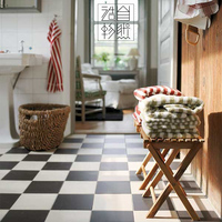 简约现代法式格子瓷砖哑光防滑地砖厨房卫生间阳台300*300黑白灰