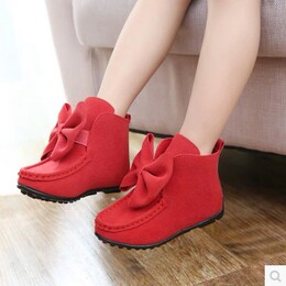 2015秋季新款韩版儿童鞋女童真皮靴子中大童公主短靴单靴红色皮鞋