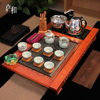 嘉和整套紫砂汝窑茶具花梨实木茶盘电磁炉四合一功夫茶具套装特价