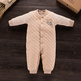 新生婴儿连体衣服装0秋冬季-保暖1纯棉衣2宝宝3彩棉服6加厚个月岁