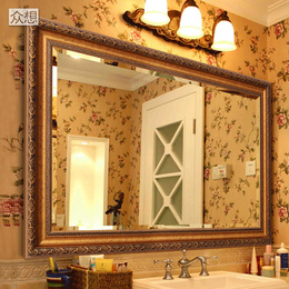 众想 欧式浴室镜装饰镜卫浴镜子高清壁挂镜方形精磨边卫生间镜子