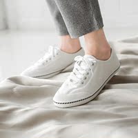 韩国东大门代购正版3M反光边休闲纯色小白鞋系带平底帆布学生单鞋