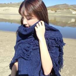 韩国秋冬季保暖纯色三角流苏针织披肩斗篷毛线围巾女两用大围脖潮